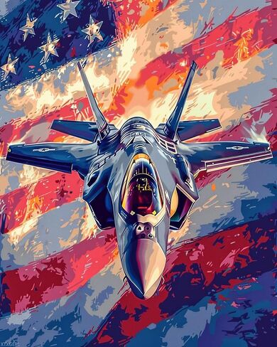 XTXGERL Paint by Number for Adults US Air Force Flag Fighter Acrylic Easy Paint by Numbers for Adults Beginner DIY Painting by Numbers for Gift Home Wall Decor 16"W x 20"L in Saudi Arabia