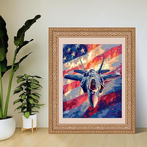 XTXGERL Paint by Number for Adults US Air Force Flag Fighter Acrylic Easy Paint by Numbers for Adults Beginner DIY Painting by Numbers for Gift Home Wall Decor 16"W x 20"L in Saudi Arabia