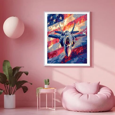 XTXGERL Paint by Number for Adults US Air Force Flag Fighter Acrylic Easy Paint by Numbers for Adults Beginner DIY Painting by Numbers for Gift Home Wall Decor 16"W x 20"L in Saudi Arabia