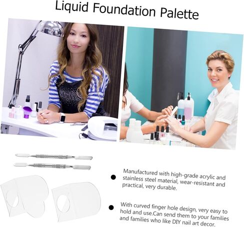 2Sets Acrylic Makeup Mixing Palette Color Modulation Tray with Finger for Easy Use for Liquid Foundation Nail Art for DIY Beauty Enthusiasts in Saudi Arabia
