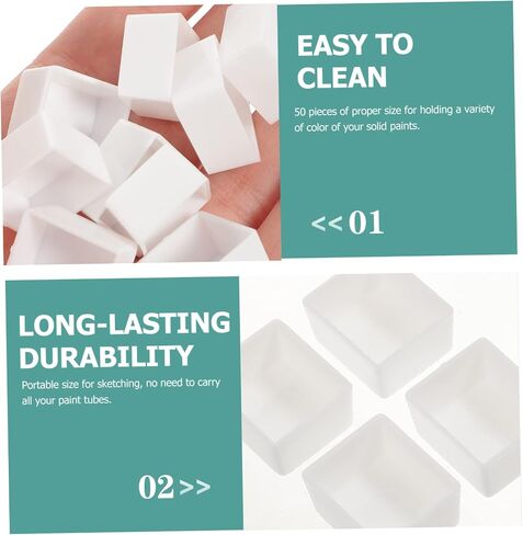 Gadpiparty 50pcs ألوان مائية نصف المقاليات أحواض ألوان مائية فارغة لإعادة تعبئة الفنانين الأولاد والبنات in Saudi Arabia