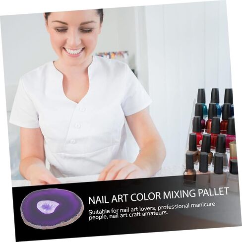 العقيق الطبيعي Round Round Art Art Mixing Palette DIY Racher for Manicure Color Mixing Tool Tool Tool لعشاق فن الأظافر لفنانين الماكياج in Saudi Arabia