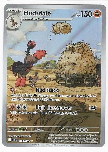 Pokemon - Mudsdale 175/162 - القوى الزمنية - رسم توضيحي نادر - بطاقة رقائق هولو in Saudi Arabia