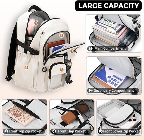 Laptop Backpack Large Cool Aesthetic Waterproof Hiking Travel Backpacks Multiple Pockets Book Bag for College Women Men (Black) in Saudi Arabia