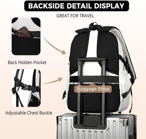 Laptop Backpack Large Cool Aesthetic Waterproof Hiking Travel Backpacks Multiple Pockets Book Bag for College Women Men (Black) in Saudi Arabia
