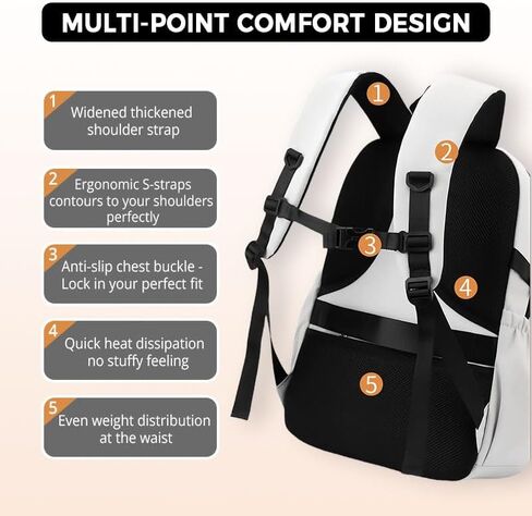 Laptop Backpack Large Cool Aesthetic Waterproof Hiking Travel Backpacks Multiple Pockets Book Bag for College Women Men (Black) in Saudi Arabia