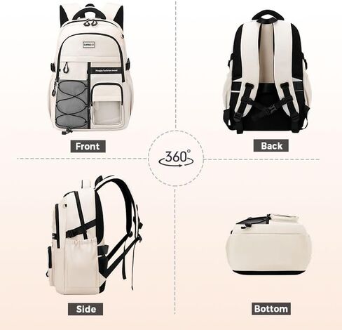 Laptop Backpack Large Cool Aesthetic Waterproof Hiking Travel Backpacks Multiple Pockets Book Bag for College Women Men (Black) in Saudi Arabia