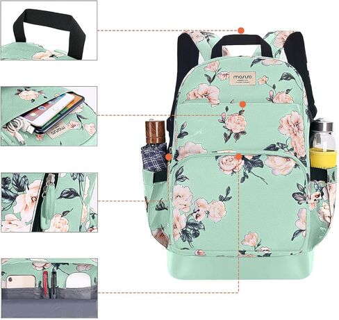 Mosiso 15.6-16 بوصة حقيبة ظهر محمول للنساء ، حقيبة Daypack Polyester المضادة للسرقة مع حزام الأمتعة وموانئ شحن USB ، حقيبة سفر كاميليا ، أسود in Kuwait