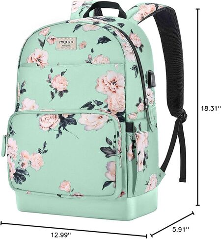 Mosiso 15.6-16 بوصة حقيبة ظهر محمول للنساء ، حقيبة Daypack Polyester المضادة للسرقة مع حزام الأمتعة وموانئ شحن USB ، حقيبة سفر كاميليا ، أسود in Kuwait