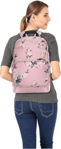 Mosiso 15.6-16 بوصة حقيبة ظهر محمول للنساء ، حقيبة Daypack Polyester المضادة للسرقة مع حزام الأمتعة وموانئ شحن USB ، حقيبة سفر كاميليا ، أسود in Kuwait