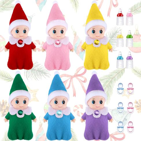 18 Pieces Tiny Elf Twins Set, Christmas Elves Milk Bottles Pacifiers Set, Mini Colorful Cute Plush Gifts for Christmas Xmas Holiday Decoration in Saudi Arabia