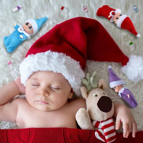 18 Pieces Tiny Elf Twins Set, Christmas Elves Milk Bottles Pacifiers Set, Mini Colorful Cute Plush Gifts for Christmas Xmas Holiday Decoration in Saudi Arabia