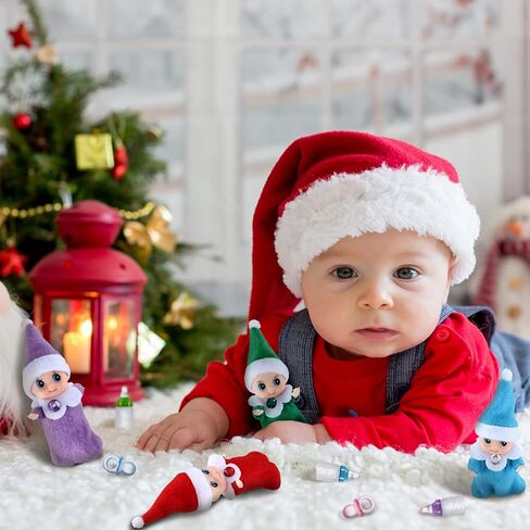 18 Pieces Tiny Elf Twins Set, Christmas Elves Milk Bottles Pacifiers Set, Mini Colorful Cute Plush Gifts for Christmas Xmas Holiday Decoration in Saudi Arabia