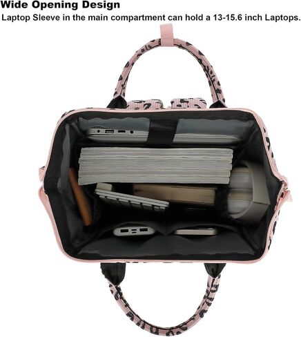 حقيبة الظهر الكلية للكمبيوتر المحمول ، حقيبة ظهر للسفر للنساء ، Corduroy Daypack Daypack ، حقيبة الكتب على ظهره للمدرسة للفتيات (Pink Corduroy Leopard) in Kuwait