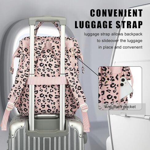 حقيبة الظهر الكلية للكمبيوتر المحمول ، حقيبة ظهر للسفر للنساء ، Corduroy Daypack Daypack ، حقيبة الكتب على ظهره للمدرسة للفتيات (Pink Corduroy Leopard) in Kuwait