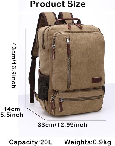 Vintage Canvas Backpack, Resistant Hiking Camping Rucksack Casual Daypack Backpacks for Men&Women Fits 15.6’’ Laptop in Saudi Arabia