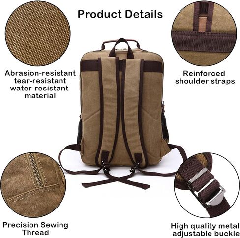 Vintage Canvas Backpack, Resistant Hiking Camping Rucksack Casual Daypack Backpacks for Men&Women Fits 15.6’’ Laptop in Saudi Arabia