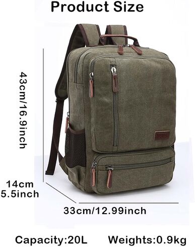 Vintage Canvas Backpack, Resistant Hiking Camping Rucksack Casual Daypack Backpacks for Men&Women Fits 15.6’’ Laptop in Saudi Arabia