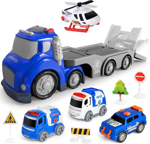Truck Toys for Toddler 1, 2, 3, 4 Year Old Boy, Construction Transport Trucks Toy Set, Ideal Christmas Birthday Gifts for Kids. in Saudi Arabia