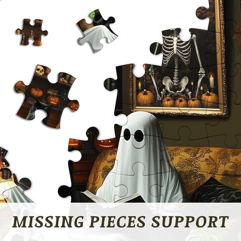 Halloween Ghost Puzzles for Adults 1000 Pieces，PICKFORU Horror Cat Jigsaw Puzzle Kitten, Impossible Spooky Living Room Art Theme, Challenging for Adults in Saudi Arabia