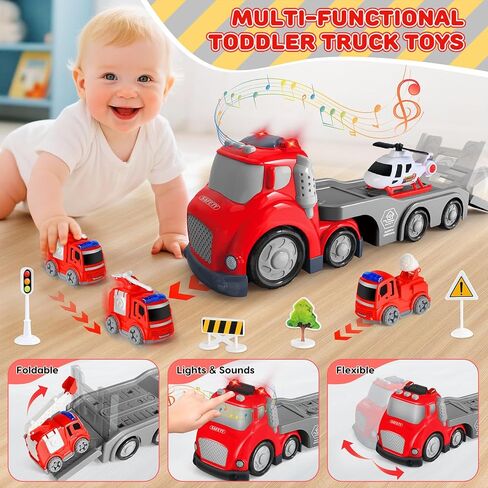 ألعاب الشاحنات لطفل صغير 1 ، 2 ، 3 ، 4 سنوات ، مجموعة لعبة Tructs Trucks Trucks ، هدايا عيد ميلاد عيد الميلاد المثالية للأطفال. in Kuwait