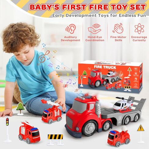 ألعاب الشاحنات لطفل صغير 1 ، 2 ، 3 ، 4 سنوات ، مجموعة لعبة Tructs Trucks Trucks ، هدايا عيد ميلاد عيد الميلاد المثالية للأطفال. in Kuwait