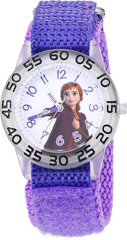 Disney Frozen Kids' Plastic Time Teacher Analog Quartz Nylon Strap Watch, Purple in Saudi Arabia