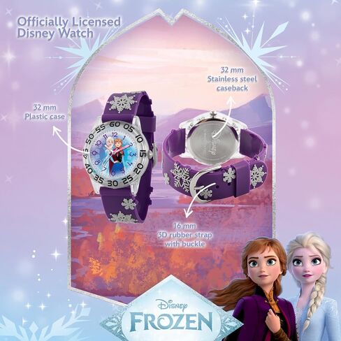 Disney Frozen Kids' Plastic Time Teacher Analog Quartz Nylon Strap Watch, Purple in Saudi Arabia