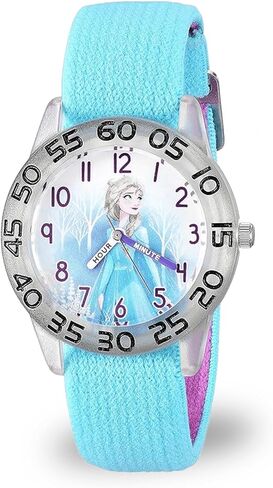 Disney Frozen Kids' Plastic Time Teacher Analog Quartz Nylon Strap Watch, Purple in Saudi Arabia