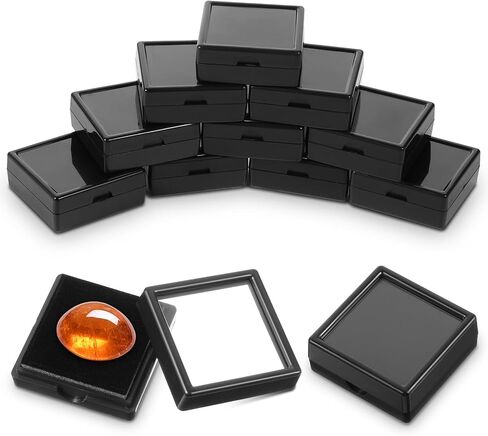 30 Pcs Black Gemstone Display Box 1.6'' x 0.6'' Jewelry Box Container with Clear Top Lids for Gems, Coins, Christmas Festival Wedding Jewelry Packing in Saudi Arabia