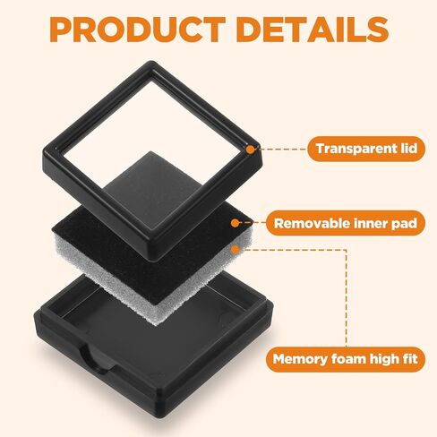 30 Pcs Black Gemstone Display Box 1.6'' x 0.6'' Jewelry Box Container with Clear Top Lids for Gems, Coins, Christmas Festival Wedding Jewelry Packing in Saudi Arabia