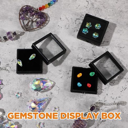 30 Pcs Black Gemstone Display Box 1.6'' x 0.6'' Jewelry Box Container with Clear Top Lids for Gems, Coins, Christmas Festival Wedding Jewelry Packing in Saudi Arabia