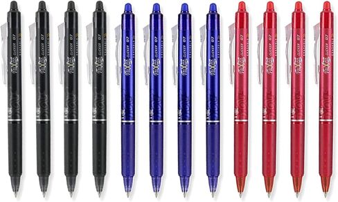 Pilot FriXion Clicker Retractable Erasable Gel Pens, Fine, Red, Blue, Black, 12 Pens in Saudi Arabia