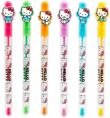 Hello Kitty Gel Pen Set - 6 Pc Sanrio Writing Instruments Gift Bundle for Kids Plus Stickers, More Writing Set for Kids, Girls in Saudi Arabia