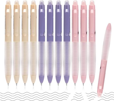 Erasable Gel Pens, SOft Grip, 0.5mm Fine Point, 12-Color Set, Heat & Friction Erasable, Smudge-Free Ink for School, Office, Bullet Journal, Exams & Left-Handed Writers, Refillable, 12-Pack in Saudi Arabia