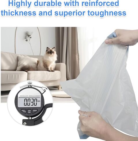 80 COUNT CAT CAT STERTER BOX LINER FACS for Open Top Open Autoscooper 11 PET Automatic Cleaning Cat Sterter Box ، وأكياس النفايات ، و 27 "× 13" أكياس القمامة البديلة للخدمة الشديدة مع الرباط (رمادي) in Kuwait