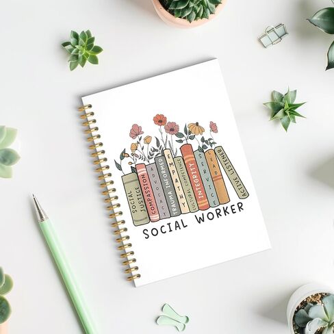 ROXMART Social Worker Glitter Spiral Notebook, Social Worker Gifts for Women Journal, Floral Book Community Workers Hardcover Notebook Journal for Writing Note Taking, 5.5x8.3 Inch in Saudi Arabia
