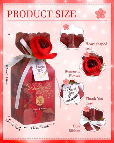 Liobelon 10 Pieces Floral Gift Boxes, Petal Shaped Candy Treat Box 3D Flower Candy Boxes With Ribbons for Flower Themed Party, Bridal Shower, Wedding, Engagement Candy Table Decorations (Pink) in Saudi Arabia