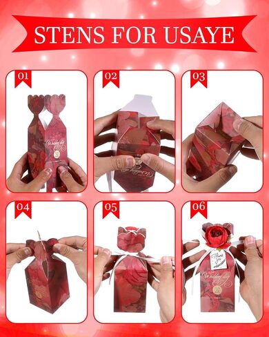 Liobelon 10 Pieces Floral Gift Boxes, Petal Shaped Candy Treat Box 3D Flower Candy Boxes With Ribbons for Flower Themed Party, Bridal Shower, Wedding, Engagement Candy Table Decorations (Pink) in Saudi Arabia