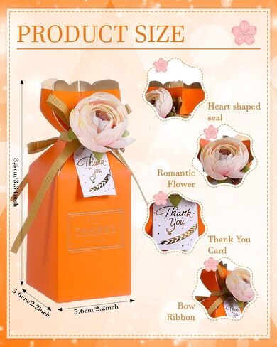 Liobelon 10 Pieces Floral Gift Boxes, Petal Shaped Candy Treat Box 3D Flower Candy Boxes With Ribbons for Flower Themed Party, Bridal Shower, Wedding, Engagement Candy Table Decorations (Pink) in Saudi Arabia