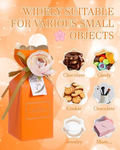 Liobelon 10 Pieces Floral Gift Boxes, Petal Shaped Candy Treat Box 3D Flower Candy Boxes With Ribbons for Flower Themed Party, Bridal Shower, Wedding, Engagement Candy Table Decorations (Pink) in Saudi Arabia