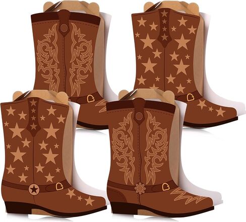 Mooliwe 12 Pcs Cowboy Cowgirl Boots Party Favors Gift Boxes Western Party Decoration Treat Bags Wild West Candy Cookie Boxes for Last Rodeo Bachelorette Theme Birthday Supplies, 2 Designs(Brown) in Saudi Arabia