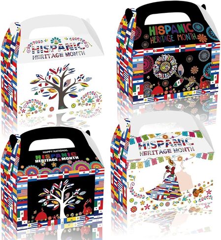 LOONELO Hispanic Heritage Month Party Favor Boxes, 12pcs Cardstock Gift Treat Boxes with Handles, Latin American Spanish Classroom Candy Boxes for Table Decorations and Celebration Supplies in Saudi Arabia