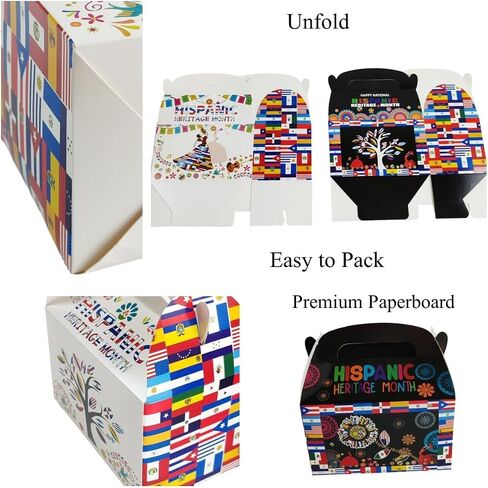 LOONELO Hispanic Heritage Month Party Favor Boxes, 12pcs Cardstock Gift Treat Boxes with Handles, Latin American Spanish Classroom Candy Boxes for Table Decorations and Celebration Supplies in Saudi Arabia