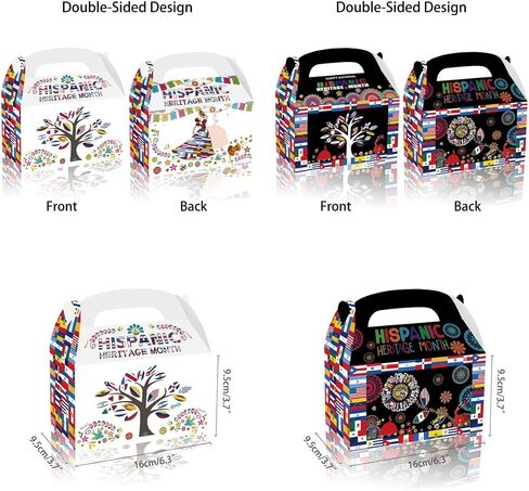 LOONELO Hispanic Heritage Month Party Favor Boxes, 12pcs Cardstock Gift Treat Boxes with Handles, Latin American Spanish Classroom Candy Boxes for Table Decorations and Celebration Supplies in Saudi Arabia