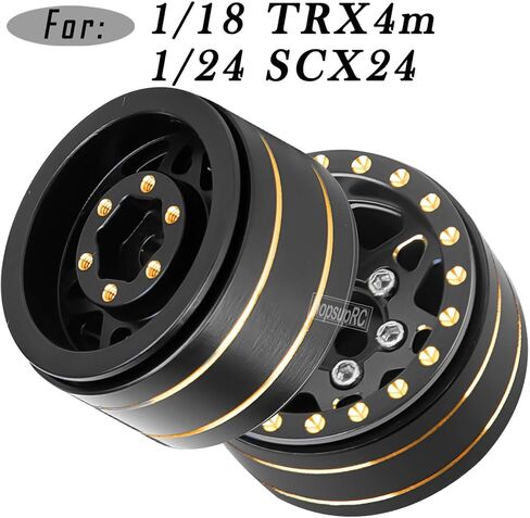 1.0in Beadlock RC Wheel Rim for 1/18 1/24 Trx4m Axia 1 SCX24 RC Crawler,Full Brass RC Wheel Hub Rim (4pcs) in Saudi Arabia
