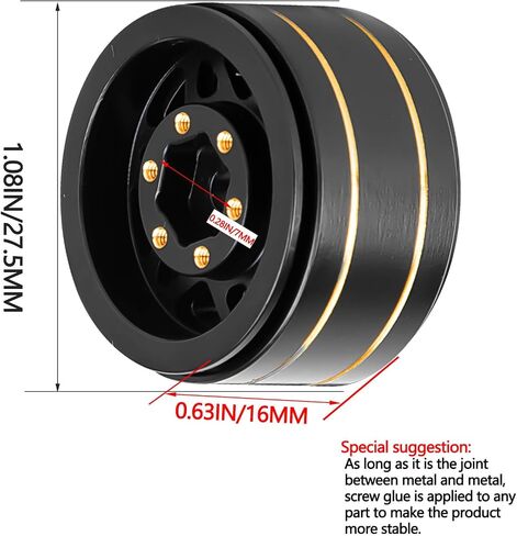 1.0in Beadlock RC Wheel Rim for 1/18 1/24 Trx4m Axia 1 SCX24 RC Crawler,Full Brass RC Wheel Hub Rim (4pcs) in Saudi Arabia