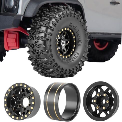 1.0in Beadlock RC Wheel Rim for 1/18 1/24 Trx4m Axia 1 SCX24 RC Crawler,Full Brass RC Wheel Hub Rim (4pcs) in Saudi Arabia