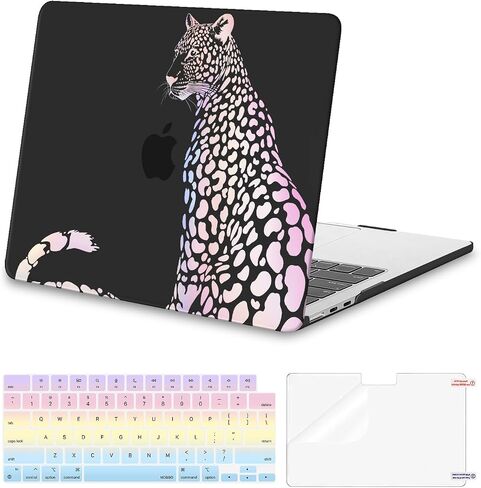 Moseso متوافق مع MacBook Air 13 بوصة الحالة 2025 2024 2023 2022 M4 A3240 M3 A3113 M2 A2681 ، قشرة بلاستيكية صلبة وحماية لوحة المفاتيح وحامي الشاشة MacBook Air 13.6 بوصة ، Contlull Cheetah in Saudi Arabia