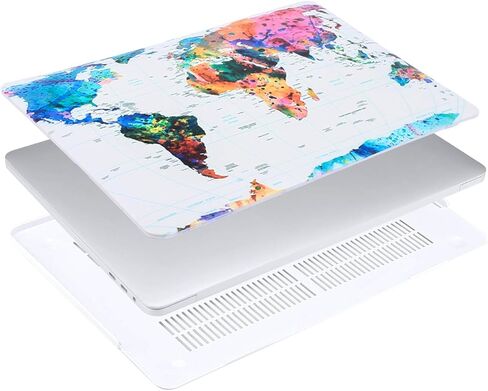 Moseso متوافق مع MacBook Pro 13 بوصة Case 2016-2020 A2338 M1 A2289 A2251 A2159 A1989 A1706 A1708 ، حقيبة الأكمام النيوبرين ونمط العلبة الصلبة وحماية الشاشة للوحة المفاتيح ، خريطة العالم والوردي in Saudi Arabia